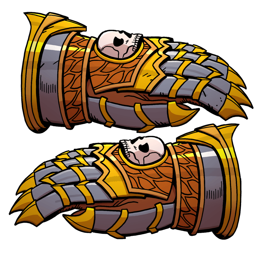Gauntlets of Ogre Power. A pair of rare magical power gloves. Ominous draconic words are written inside. Cool skulls though. Gauntlets of Ogre Power. A pair of rare magical power gloves. Ominous draconic words are written inside. Cool skulls though.