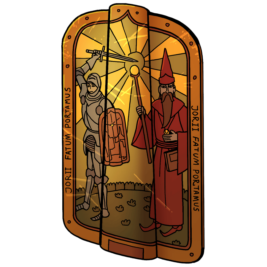 An anti-magic bronze shield from a Coast War legionnaire. It shows the combined might of Arcanists and Old Diminor warriors. An anti-magic bronze shield from a Coast War legionnaire. It shows the combined might of Arcanists and Old Diminor warriors.